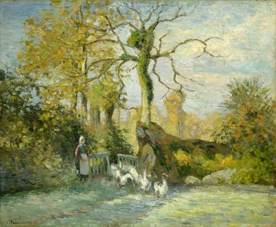 Das Gänsemädchen in Montfoucault (Weißer Frost), 1875 von Camille Jacob Pissarro